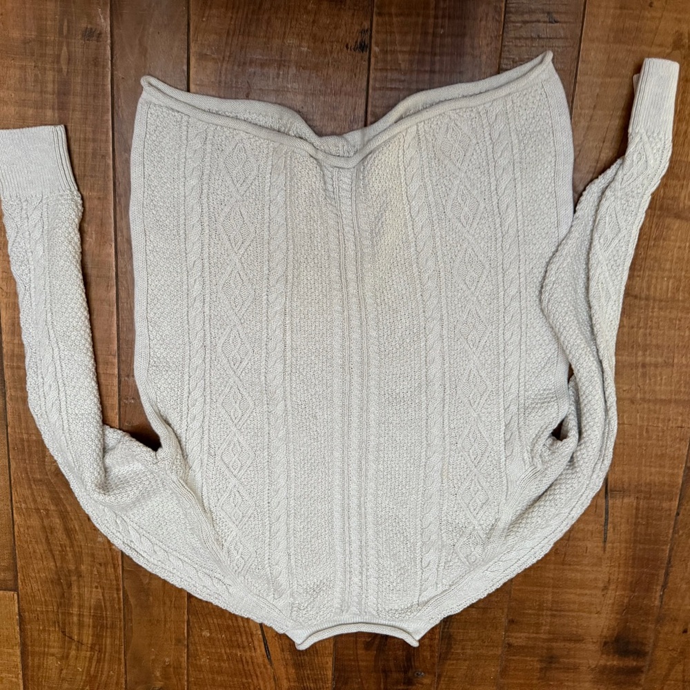 Crewcuts Cream V-Neck Cable Knit Sweater
